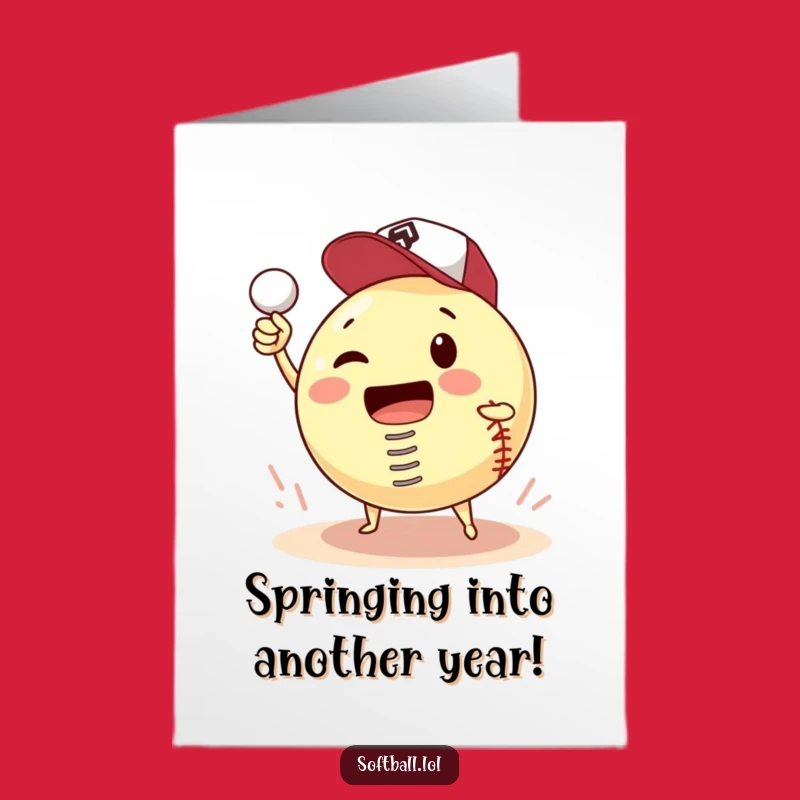 Free Printable Funny Birthday Card: Hilarious Softball Pitch Attempt Downloadable Gift