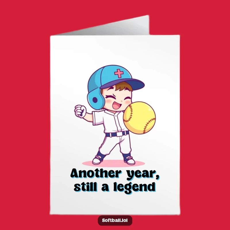 Free Printable Funny Softball Birthday Card: Winking Player for a Strike!