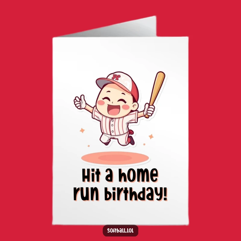 Free Printable Home Run Birthday Card: Joyful Character Celebration Downloadable Gift