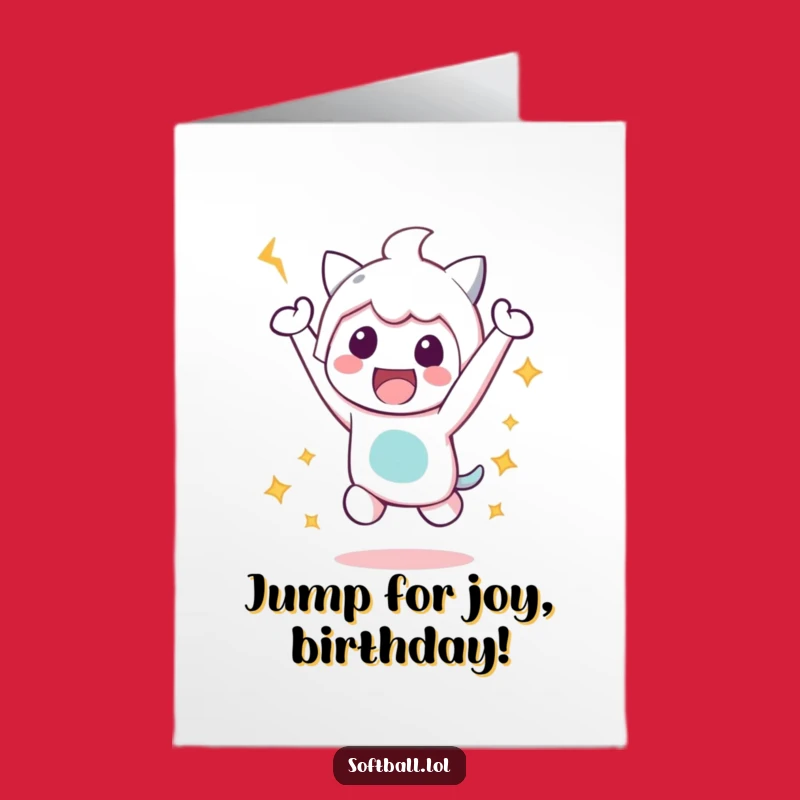Free Printable Kawaii Baseball Birthday Card - Victory Jump Downloadable
