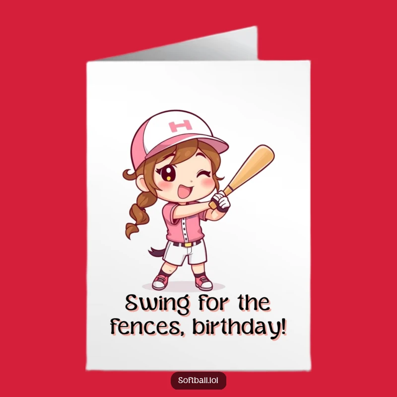 Free Printable Birthday Card: Softball Star Character for a Fun Downloadable Gift