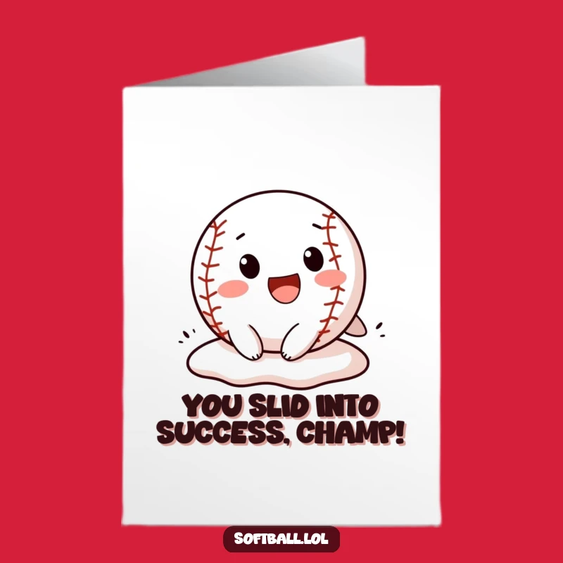 Free Printable Congrats Card: Hilarious Softball Player Sliding - Quick Download!