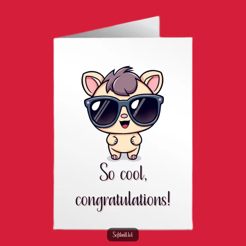 Free Printable Congrats Card: Kawaii Cool Character Sunglasses, Funny Downloadable