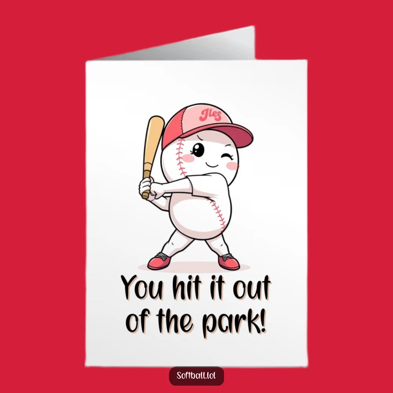 Free Printable Funny Softball Congrats Card: Champion Swing Downloadable Gift