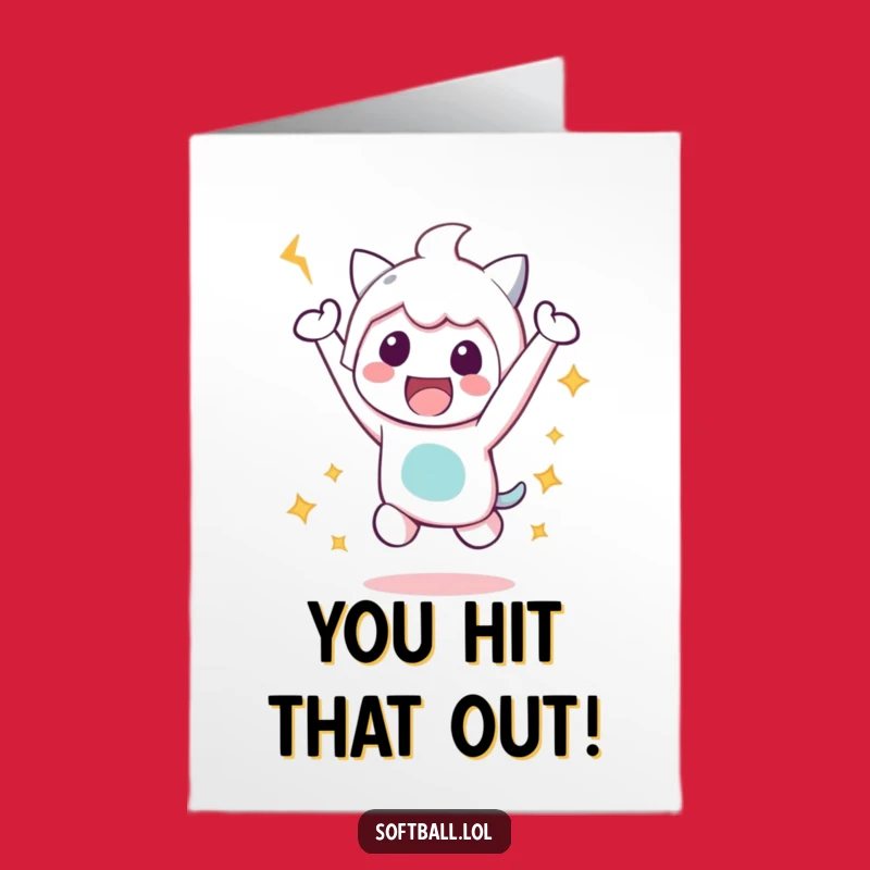 Free Printable Kawaii Baseball Congrats Card - Victory Jump Downloadable