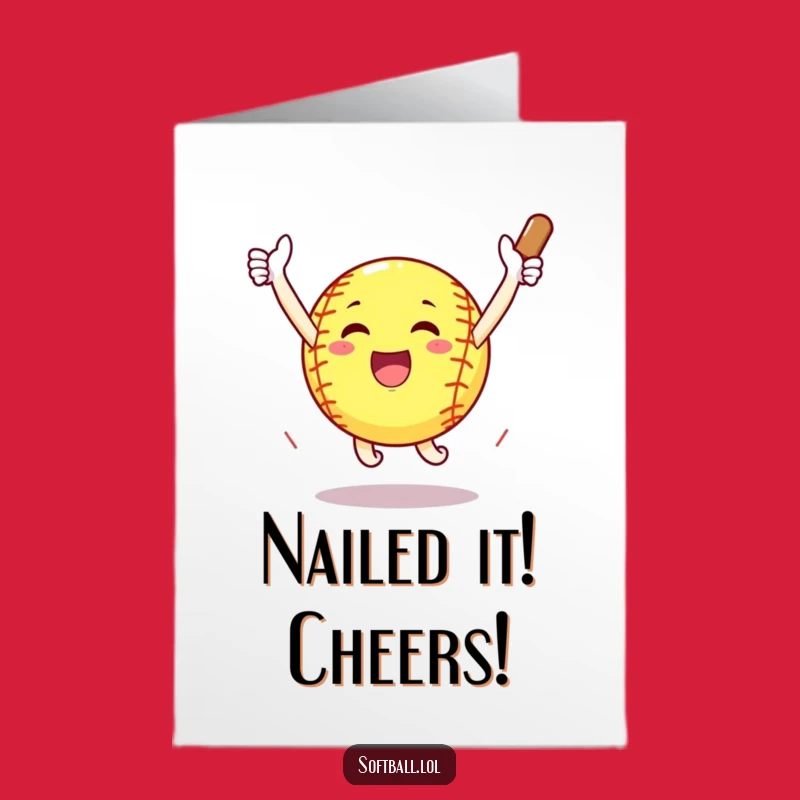 Free Printable Funny Congrats Card: Home Run Celebration Softball, Humorous Downloadable Greeting for Champions