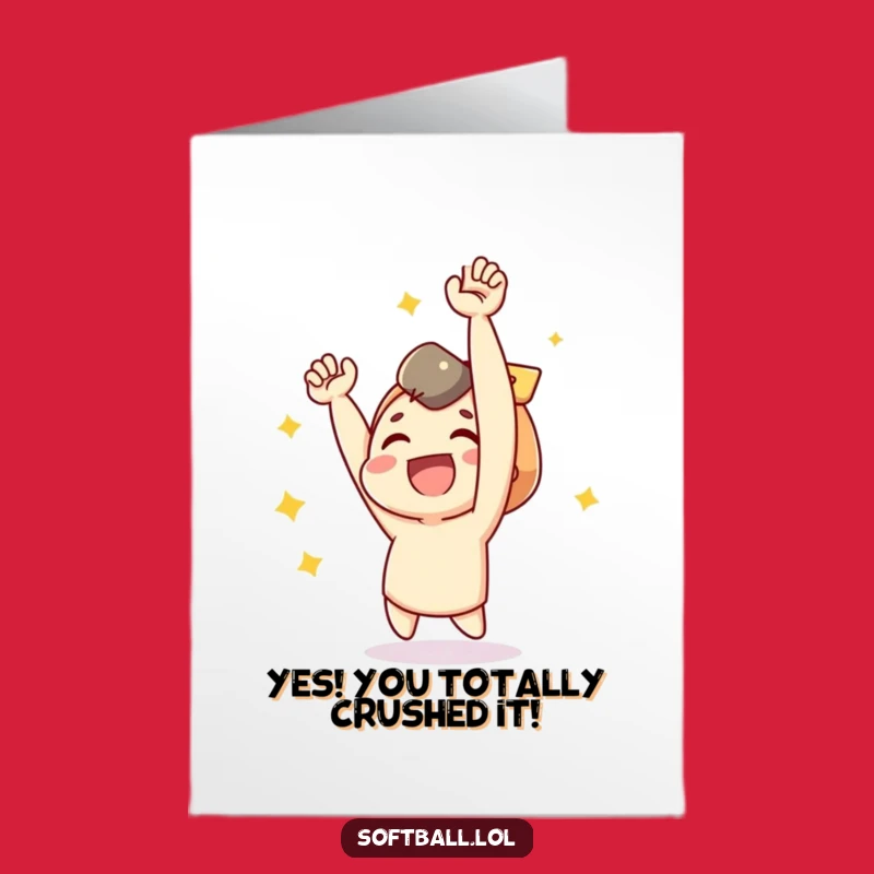 Free Printable Congrats Card: Joyful Homerun Character Funny Greeting