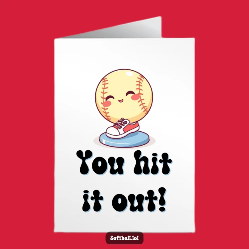 Free Printable Funny Congrats Card: Sliding Softball Celebrates Victory, Downloadable Greeting for Winners