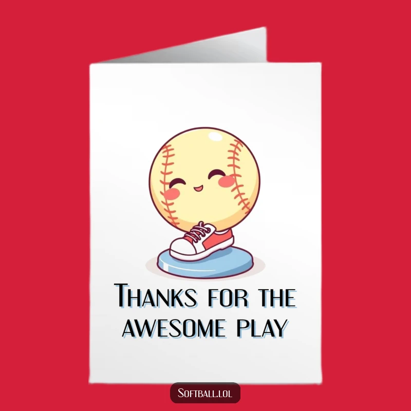 Free Printable Funny Thank You Card: Sliding Softball Expresses Gratitude, Humorous Downloadable Note