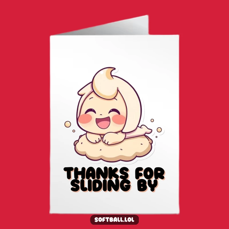 Free Printable Thank You Card: Baseball Sloth Bear Sliding Downloadable Gift for Great Plays