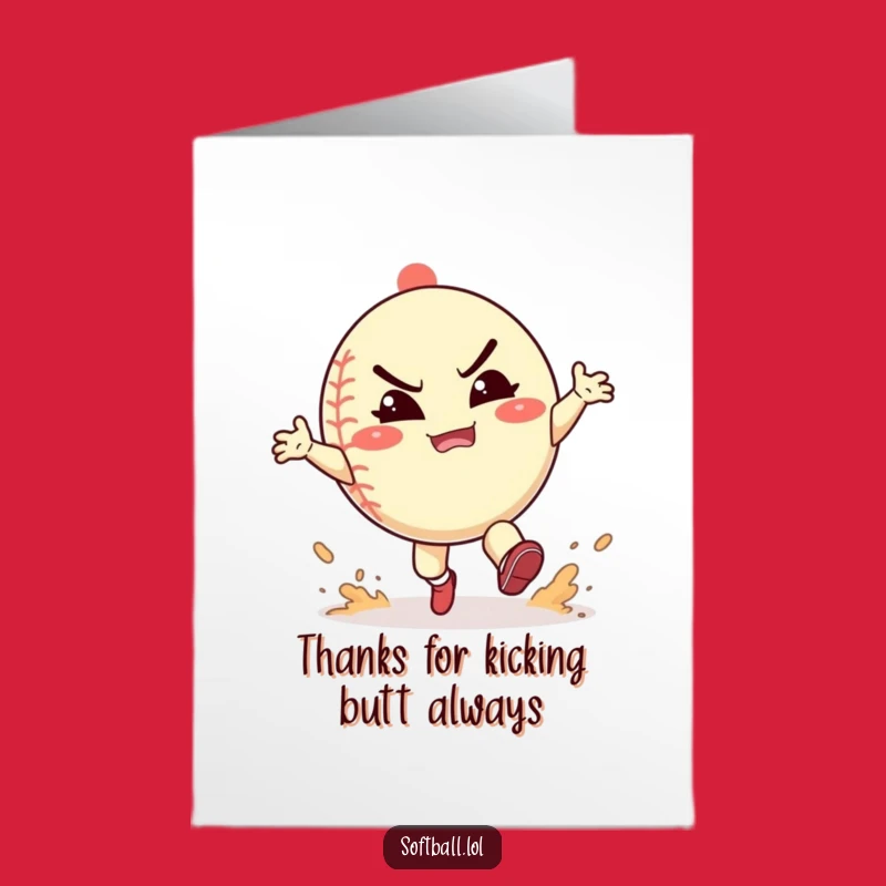 Free Printable Thank You Card: Fun Softball Dust Kick - Print & Thank