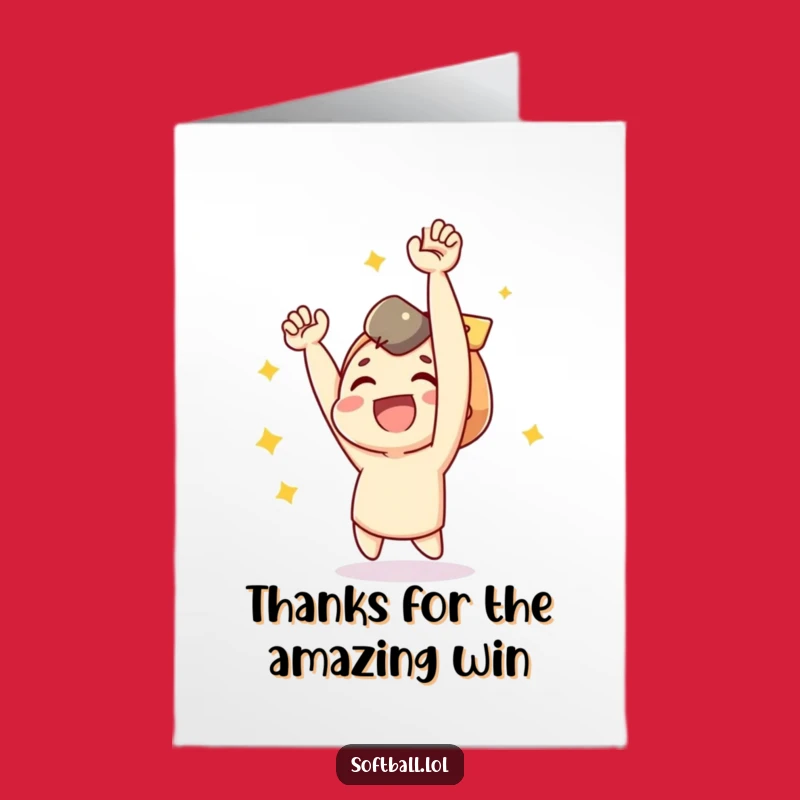 Free Printable Thank You Card: Joyful Homerun Character Celebrates