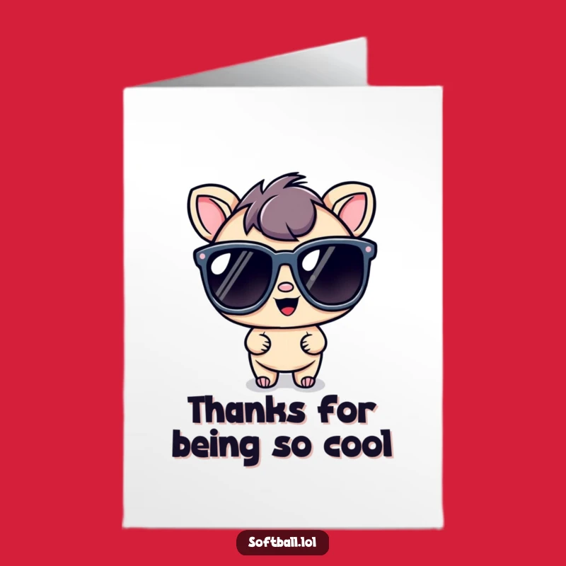 Free Printable Thank You Card: Kawaii Cool Character Sunglasses, Funny Downloadable