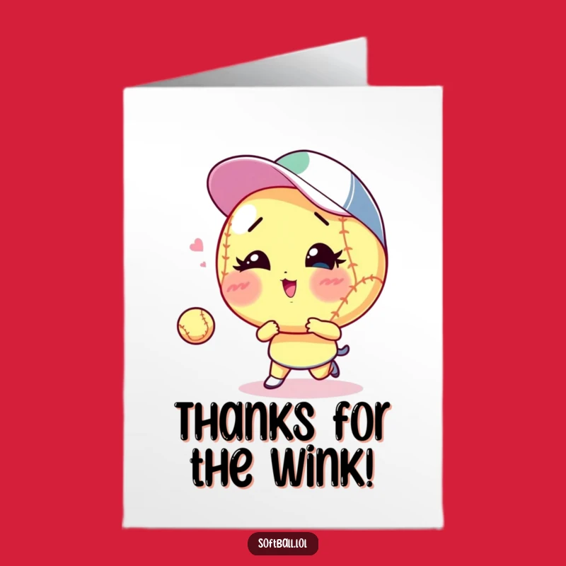Free Printable Thank You Card: Winking Softball Thanks Funny Downloadable