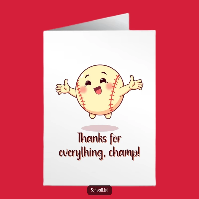 Free Printable Softball Thank You Card: Dynamic Pose Humorous Downloadable
