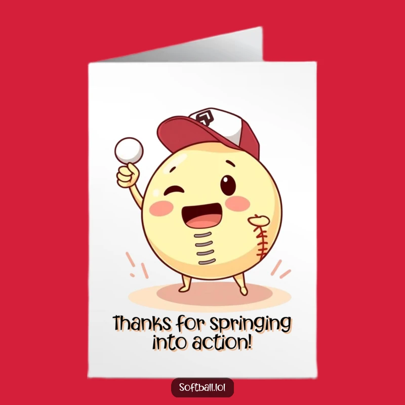 Free Printable Thank You Card: Humorous Softball Spring Motion Thank You Downloadable