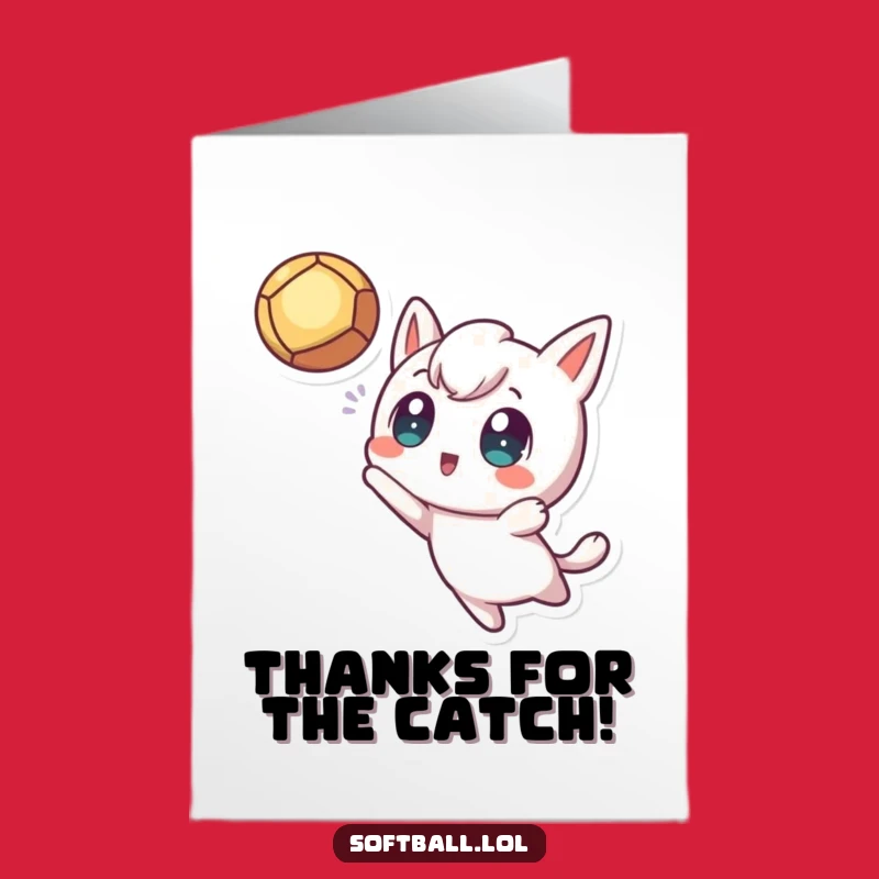 Free Printable Kawaii Baseball Thank You Card - Excited Catcher Downloadable