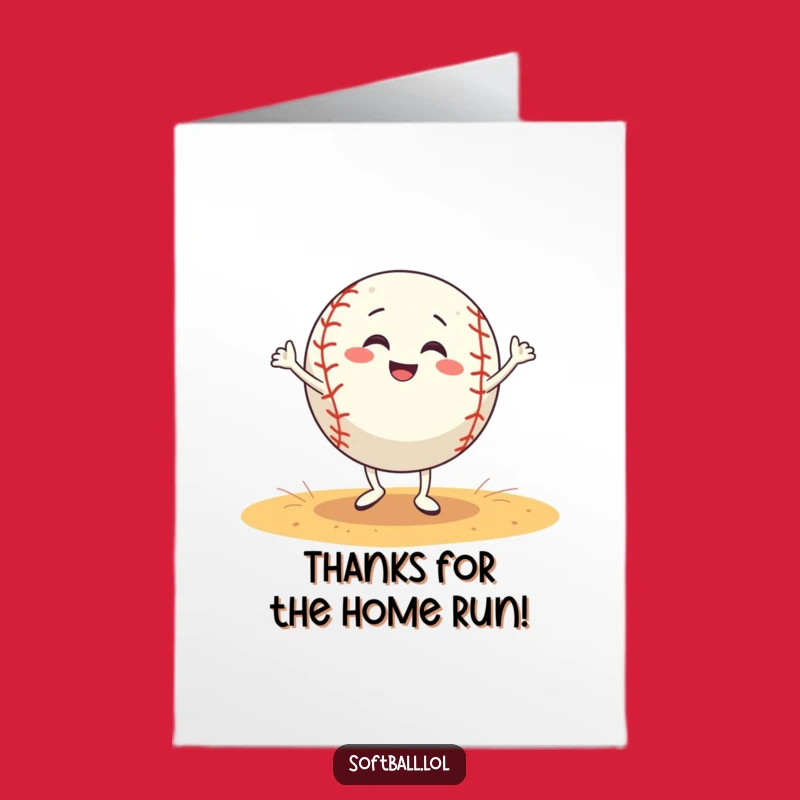 Free Printable Funny Softball Thank You Card: Dancing Ball for Expressing Gratitude!