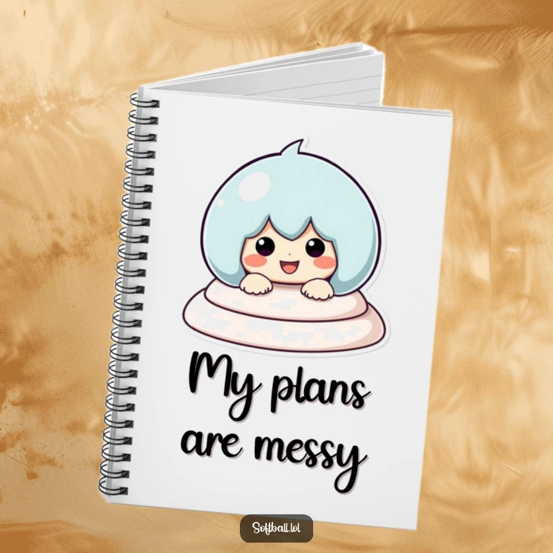 Funny Baseball Sliding Notebook, featuring a kawaii character sliding with a smile, ideal for writing, planning, and sports enthusiasts.