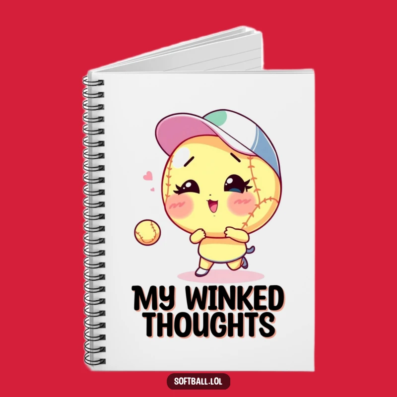 Funny Winking Softball Notebook - Jot Down Secrets with a Wink