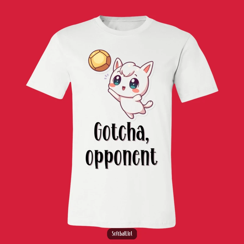 Funny Fly Ball T-Shirt: Kawaii Character Catch Tee, Great Funny Gift
