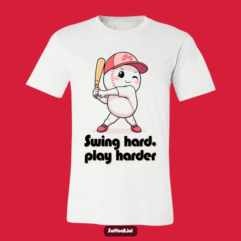 Funny Softball Player T-Shirt: Confident Mid-Swing Design, Perfect Funny Gift