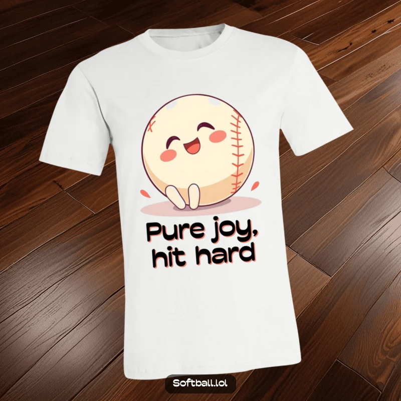 Funny T-Shirt: A happy softball character is rolling around gleefully, showcasing pure joy and a love for playful movement.