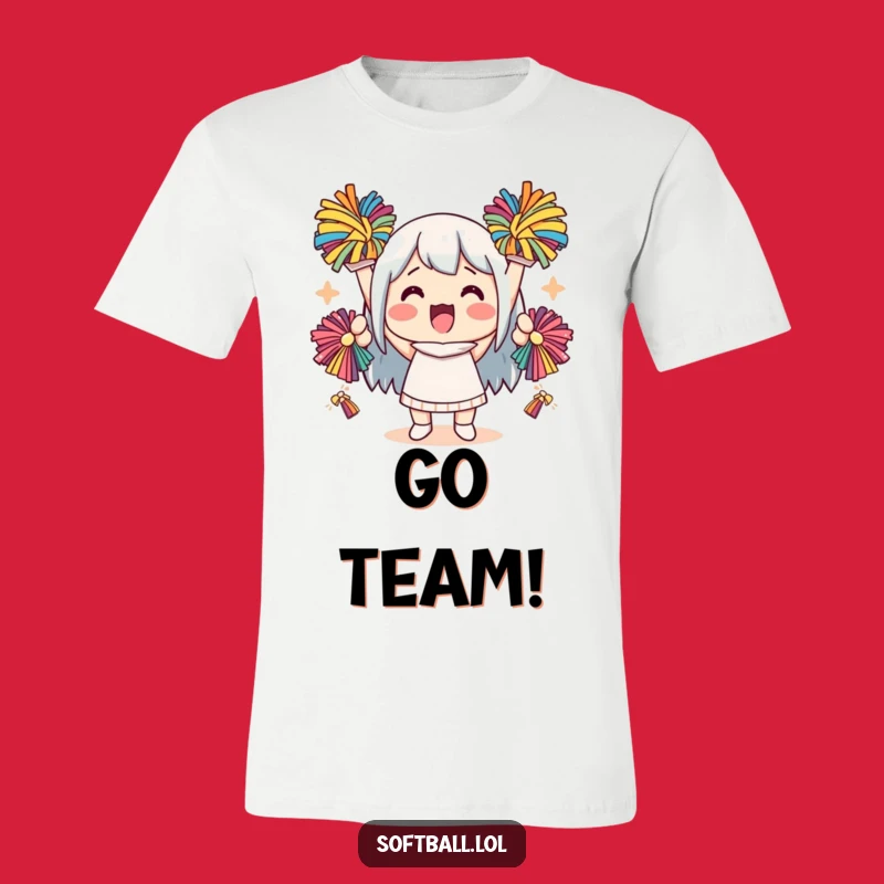 Funny Kawaii Cheering Character T-Shirt: Pom-Pom Power Tee