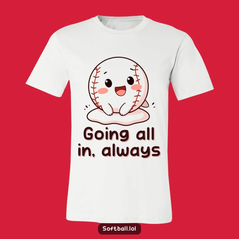 Funny Softball Slide T-Shirt: Cheerful Character Steals a Base, Hilarious Sports Tee, Great Funny Gift