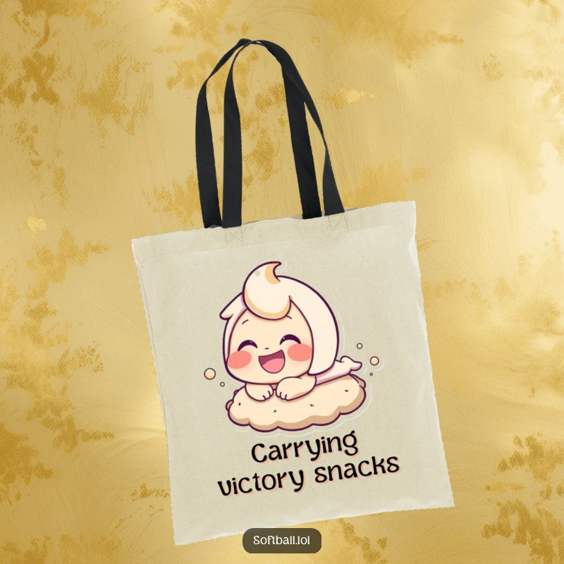 Funny baseball sloth bear tote bag, ideal for sports fans, featuring a character sliding into base with excitement.