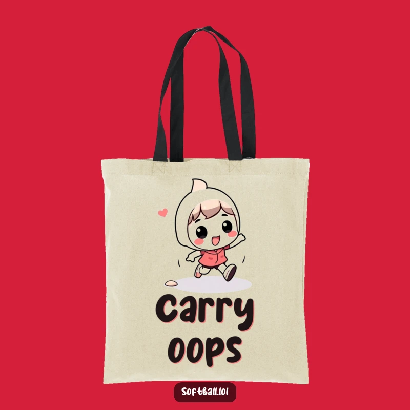 Funny Kawaii Tripping Character Tote Bag: Playful Base Runner Bag