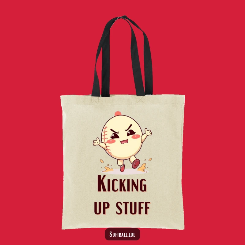 Funny Softball Dust Kick Tote Bag: Playful Character's Action, Durable & Hilarious Funny Gift
